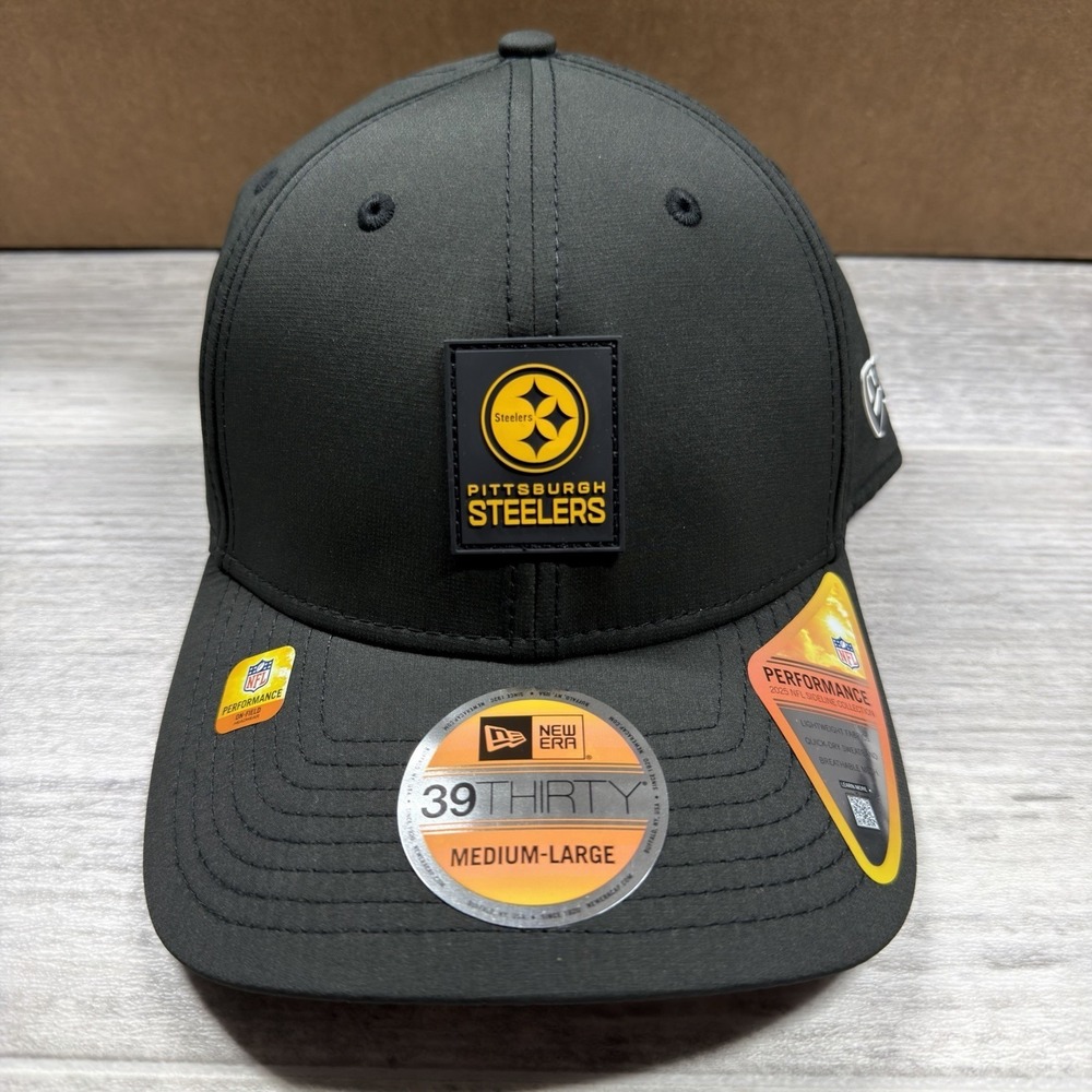 New Era Pittsburgh Steelers 2025 Sideline 39THIRTY Flex Men's Hat M/L Cap Black